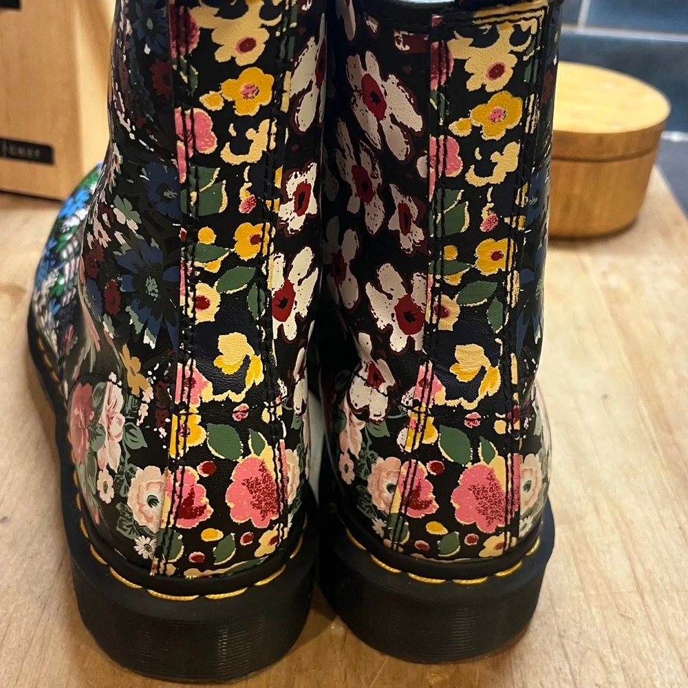 Dr.Martens 1460 Pascal 90's Retro Style Floral/Leather Mash Up Boots - Picture 15 of 17